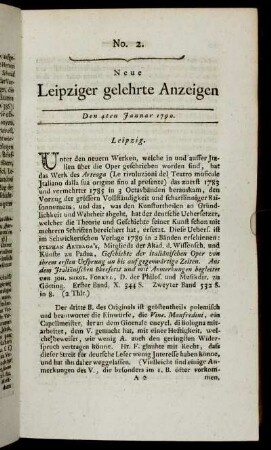 No. 2. Den 4ten Januar 1790.