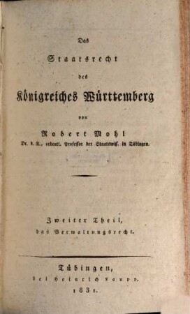 Das Staatsrecht des Königreiches Württemberg, 2. Das Verwaltungsrecht
