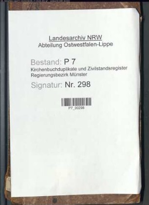 Zivilstandsregister von Dorsten (G 1810). (Gemeinde: Dorsten, Kreis Recklinghausen)