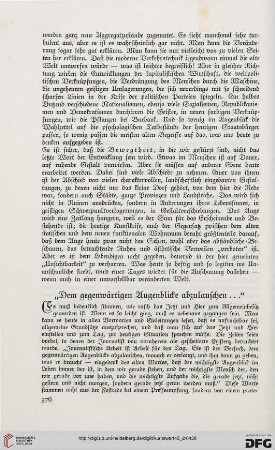 "Dem gegenwärtigen Augenblicke abzulauschen..."