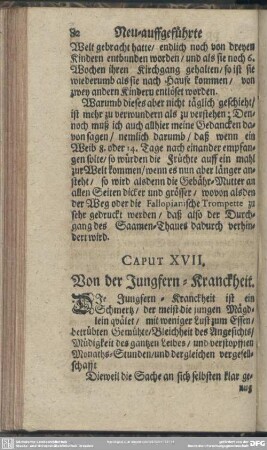 Caput XVII. Von der Jungfern-Kranckheit