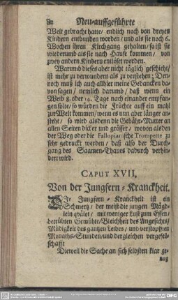Caput XVII. Von der Jungfern-Kranckheit