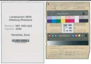 Entnazifizierung Erich Hendricks , geb. 26.08.1899 (Grosshaendler)