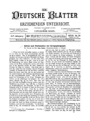 Kritik und Philosophie der Kriegspädagogik