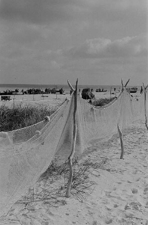 Prerower Strand mit Badegästen und Fischern