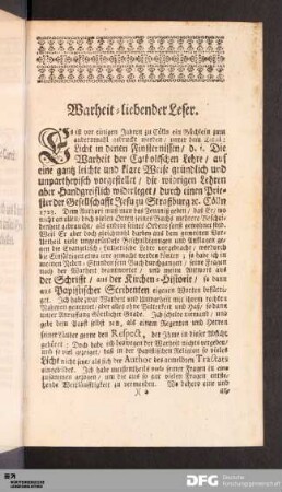 Warheit-liebender Leser.