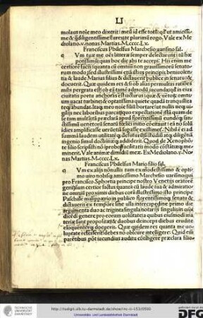 Franciscus Philelfus Marchesino Varisino salutem.