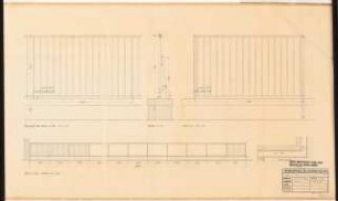 Reichsluftfahrtministerium, Berlin: Verbindungsbau, Abschlussgitter zu L5.(Hof): Ansicht, Grundriss 1:50, Ansicht 1:10
