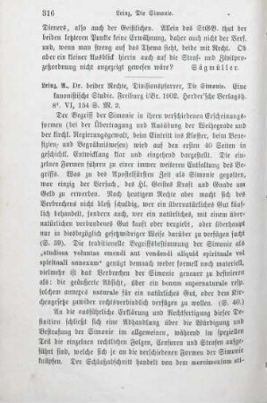 316-317 [Rezension] Leinz, Anton, Die Simonie
