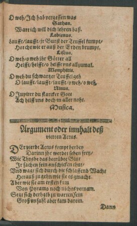 Argument oder innhalt deß vierten Actus.