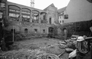 Freiburg: Rathaus; Wiederaufbau der Gerichtslaube; ausgeräumte Ruine