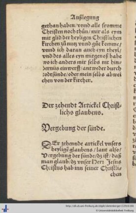 Der zehendt Artickel Christlichs glaubens