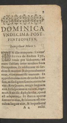Dominica Undecima Post Pentecosten.