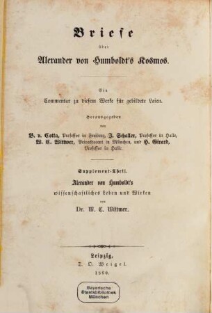 Alexander von Humboldt : sein wissenschaftliches Leben und Wirken den Freunden der Naturwissenschaft dargestellt