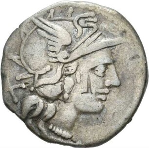 Denar des C. Valerius Flaccus mit Darstellung der Victoria in einer Biga