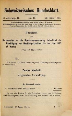 Bundesblatt. 47. 1895, 2