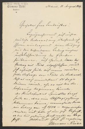 Brief an Unbekannt : 18.08.1889