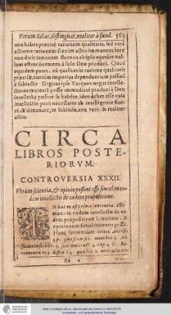 CONTROVERSIA XXXII. Vtrùm scientia, & opinio poßint esse simul in eodem intellectu de eadem propositione.