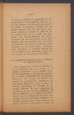 La igualdad de representación en el Senado y el régimen federal