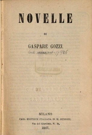 Novelle di Gaspare Gozzi