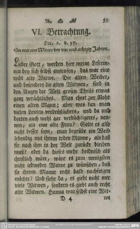 VI. Betrachtung. Luc. 2. v. 37.