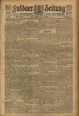 Erste Ausgabe vom Mittwoch, den 11. Oktober 1911.