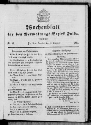 Nr. 52, Ausgabe vom 29. Dezember 1849