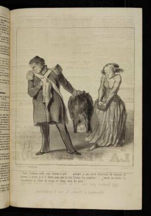 - Tiens, Eudoxie, voila mon bonnet à poil...puisque je suis privé désormais du bonheur de pouvoir le porter, je te le donne pour que tu t'en fasses un manchon... j'aurai au moins la consolation de l'avoir de temps en temps sous les yeux!...