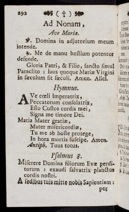 292-302, Ad Nonam, Ave Maria; ...