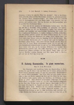 D. Lundwig Nommensen. In piam memoriam