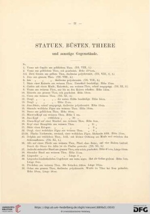 Statuen, Büsten, Thiere und sonstige Gegenstände (No. 1-55)