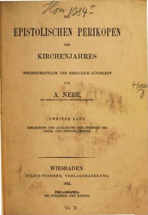 Die evangelischen und epistolischen Perikopen des Kirchenjahres : wissenschaftlich und erbaulich ausgelegt, 5 : Die epistolischen Perikopen ; Bd. 2. Auslegung der Episteln des Oster- und Pfingstkreises