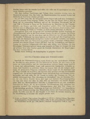 Die politischen Ziele des Widerstandes