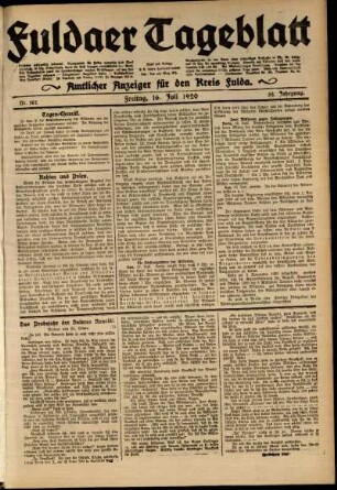 Ausgabe vom Freitag, den 16. Juli 1920.