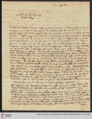 Korrespondenz Isaak Dorner / Carl Ullmann: Brief von Isaak August Dorner an Carl Ullmann