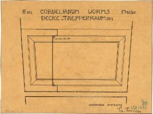 Fischer, Theodor; Worms; Cornelianum - Decke im Treppenhaus (Detail m. Schnitt)