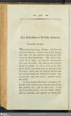 Otto Hohenstam an Professor Hermann