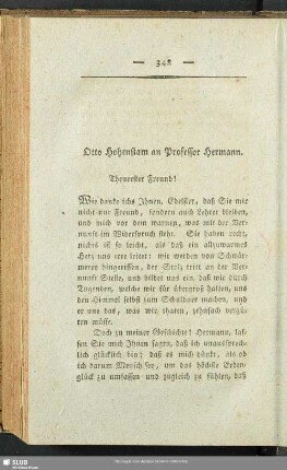 Otto Hohenstam an Professor Hermann