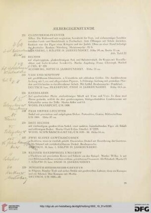 Silbergegenstände (Nr. 231-249)
