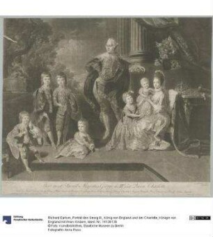 Porträt des Georg III., König von England und der Charlotte, Königin von England mit ihren Kindern