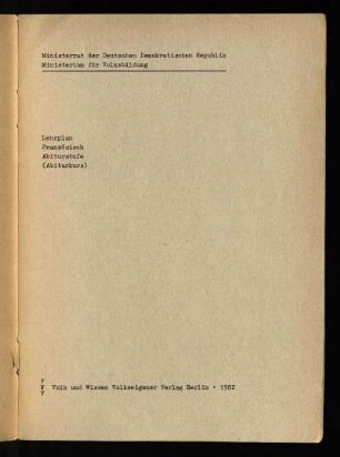 1982: Abiturstufe (Abiturkurs)