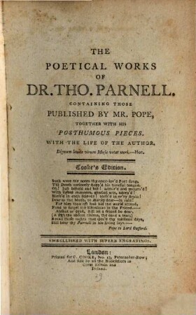 The poetical works of Dr. Tho. Parnell