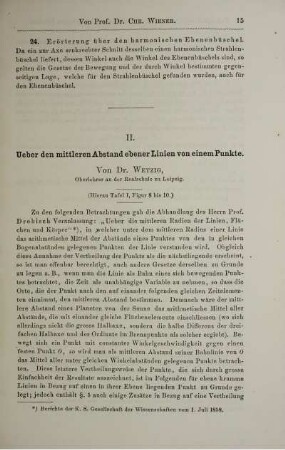 II. Ueber den mittleren Abstand ebener Linien von einem Punkte.