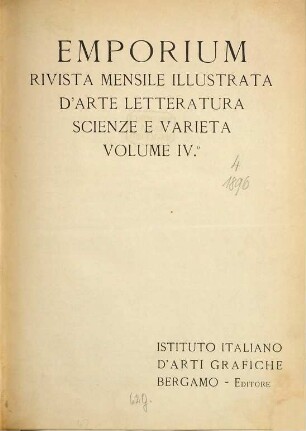 Emporium : rivista mensile illustrata d'arte e di cultura. 4. 1896
