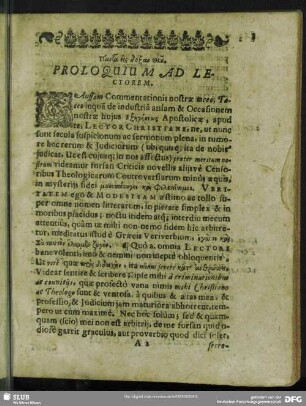 Proloquium Ad Lectorem
