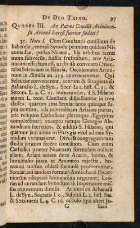 97-130, Quaeres III. An Patres Concilii Ariminensis Arianâ baeresi fuerint faedati?