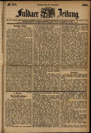 Ausgabe vom Freitag, den 28. November 1884.