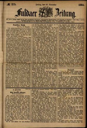 Ausgabe vom Freitag, den 28. November 1884.