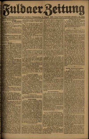 Erste Ausgabe vom Donnerstag, den 14. August 1919.