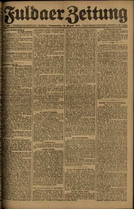 Erste Ausgabe vom Donnerstag, den 14. August 1919.